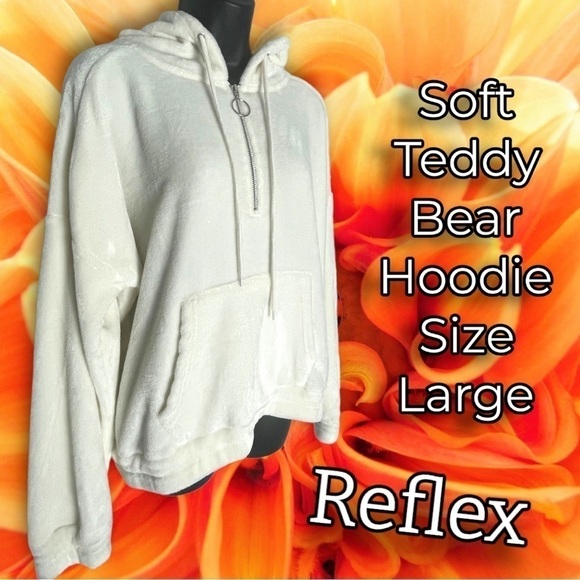 REFLEX Women’s Soft Plush Cream Quarter Zip Hoodie Size Large - Picture 1 of 13